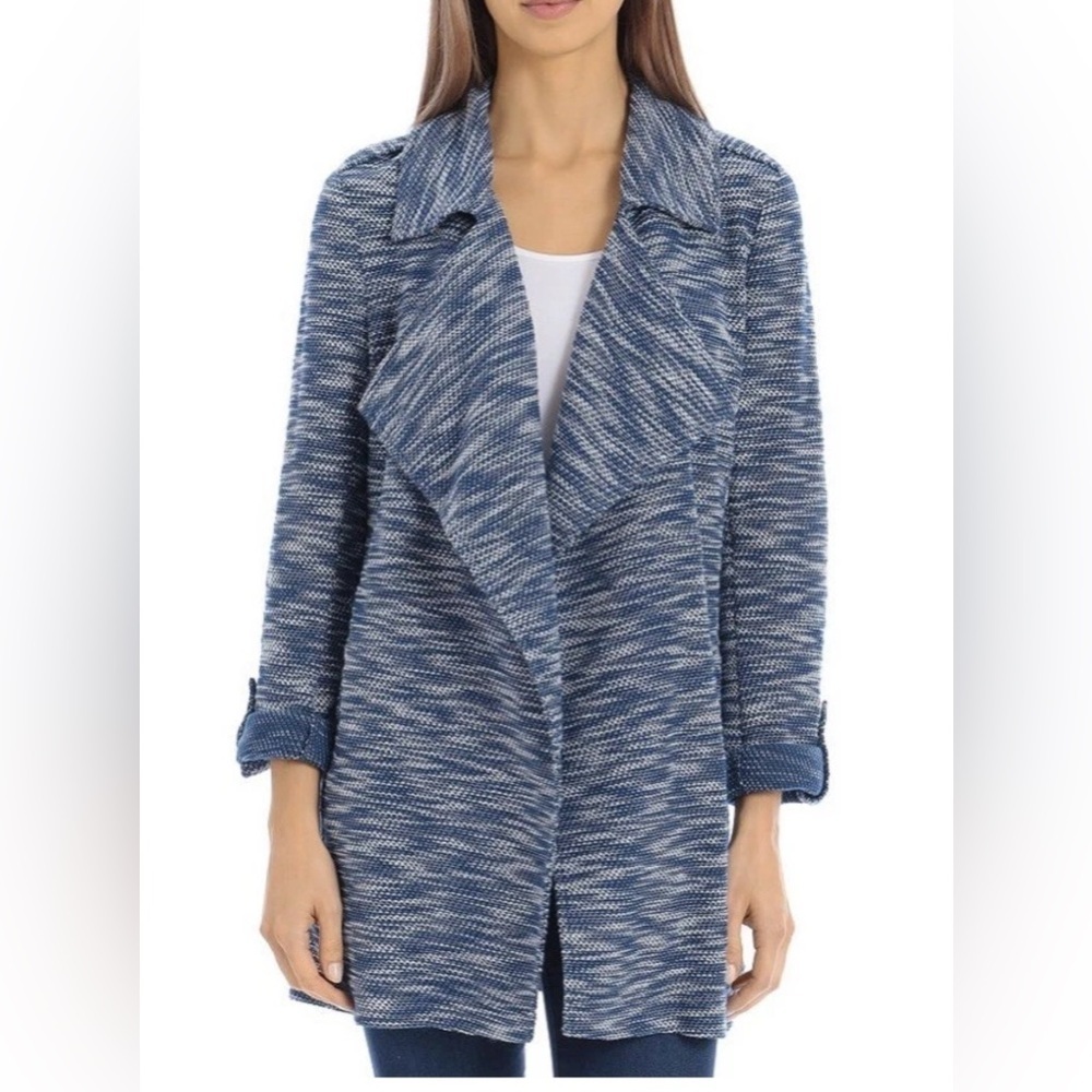 BAGATELLE Tweed Open-front Jacket In Blue size XL